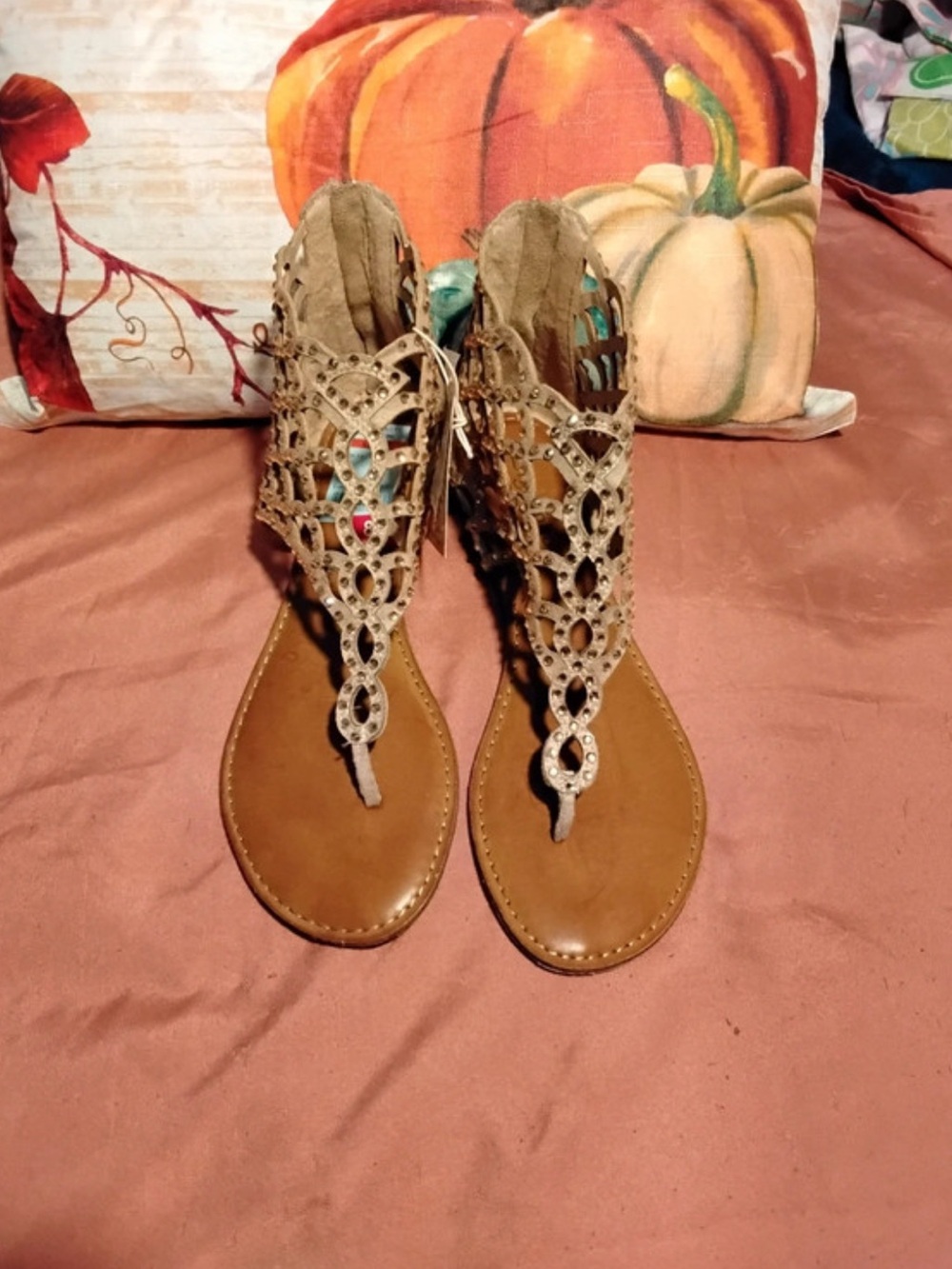 Brown Sandals with Studded Details
